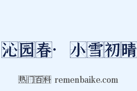 沁园春·小雪初晴是什么意思的图片